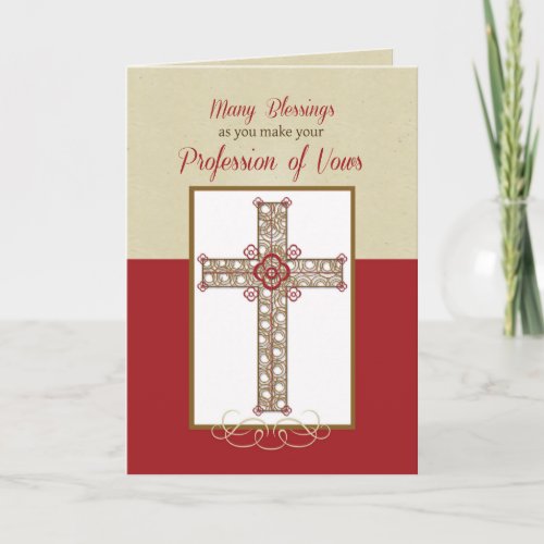 Nun Profession of Vows Congratulations Ornate Cros Card