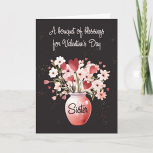 Nun Religious Valentines Day Bouquet of Blessings Card