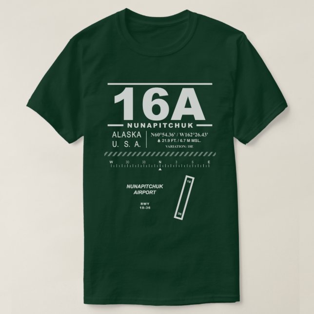 Nunapitchuk Airport NUP 16A T-Shirt (Design Front)