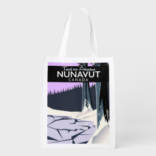 Nunavut Canada Travel poster Reusable Grocery Bag