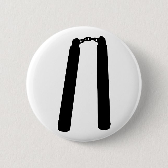 Nunchaku Outline Silhouette Pinback Button (Front)