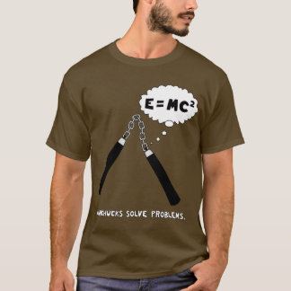 Nunchucks Solve Problems T-Shirt: Brown T-Shirt