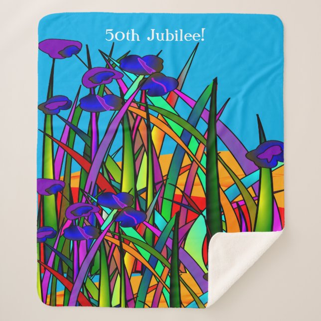 Nuns 50th Jubilee Artsy Floral Sherpa Blanket (Front)