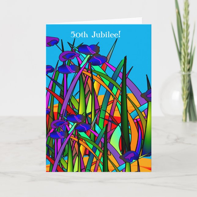 Nuns 50th Jubilee Artsy Floral Sherpa Blanket Card (Front)