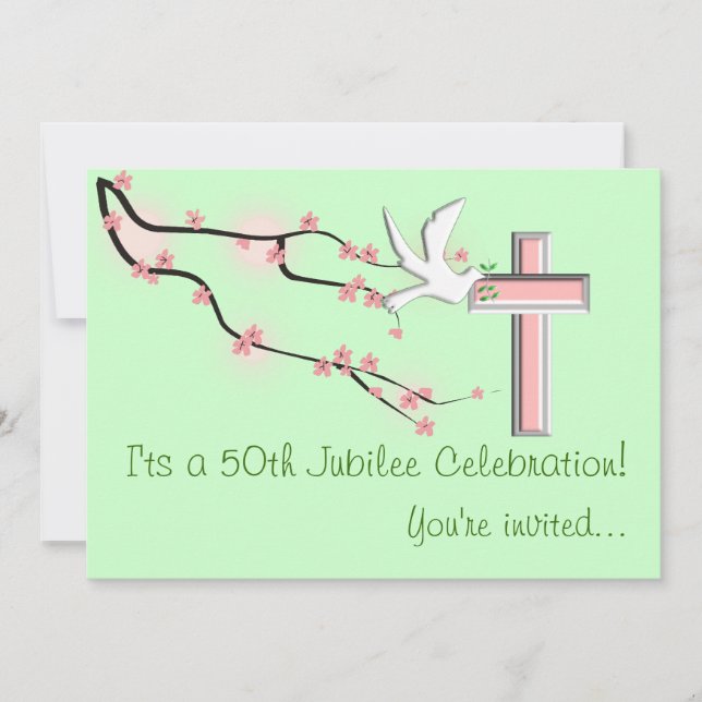 Nuns 50th Jubilee Celebration Invitations Green (Front)