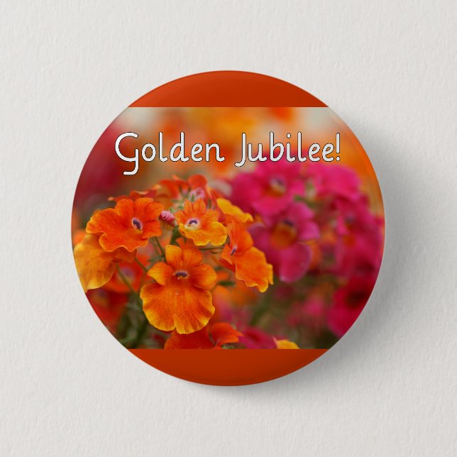 Nuns 50th Jubilee--Floral Design Gifts Button (Front)
