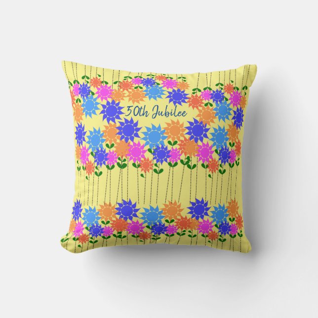 Nuns 50th Jubilee Floral  Towel Throw Pillow (Front)