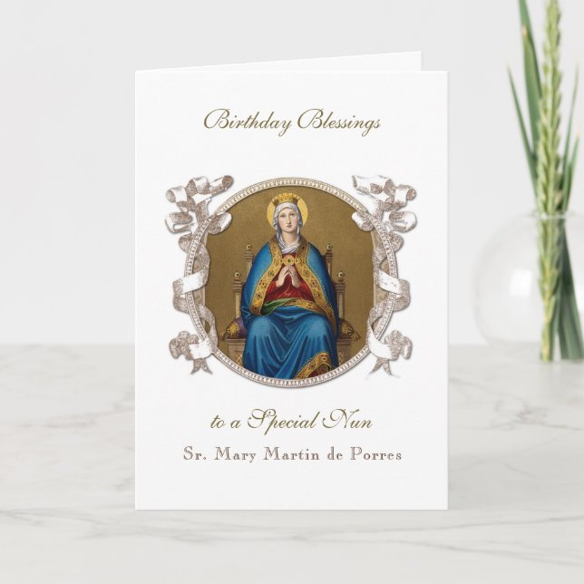 Nuns Birthday Blessings Celebration Virgin Mary Ca Card (Front)