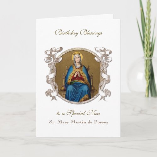 Nuns Birthday Blessings Celebration Virgin Mary Ca Card
