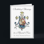 Nuns Birthday Blessings Celebration Virgin Mary Card<br><div class="desc">This is a beautiful traditional Catholic customized image of the Blessed Virgin Mary with the Child Jesus on a Marian Cross with lilies. All text and fonts may be modified.</div>