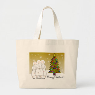 Nuns Christmas Cards and Gifts-Artsy Design Large Tote Bag