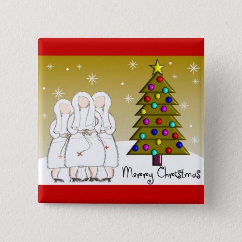 Nuns Christmas Cards and Gifts_Artsy Design Pinback Button