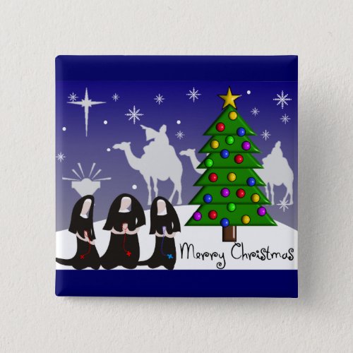 Nuns Christmas Cards Merry Christmas Pinback Button