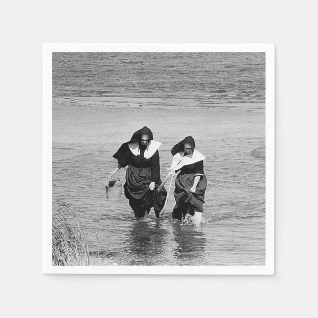 Nuns Clamming on Long Island    Napkins (Front)