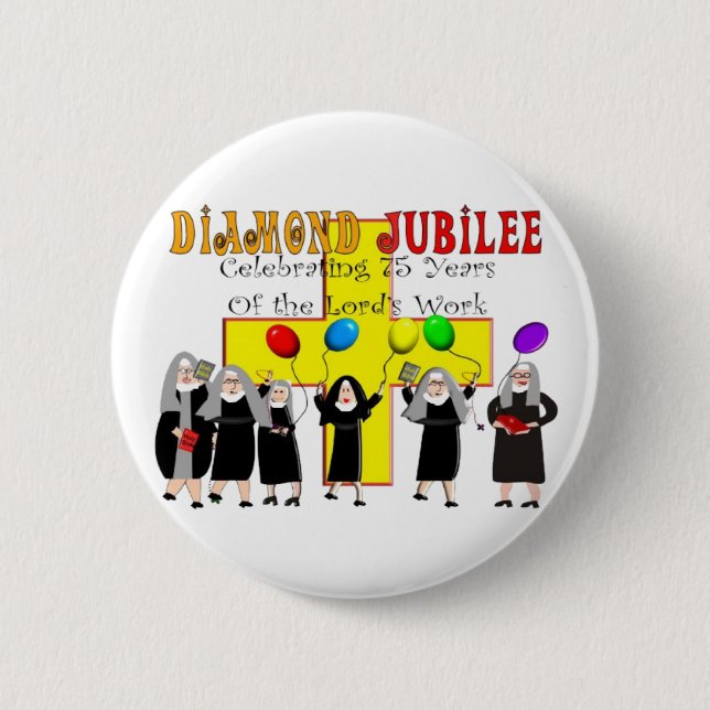 Nuns Diamond Jubilee 75th Year of Service Pinback Button (Front)