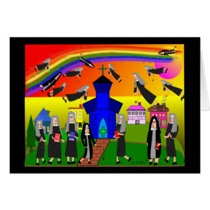 Nuns "Flying Nuns" Whimsical Art Cards