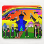 Nuns "Flying Nuns" Whimsical Art Mouse Pad<br><div class="desc">"Flying Nuns" whimsical art gifts,  t-shirts,  mugs,  cards,  keychains,  tote bags.  Artist drawn nuns in full habits,  all headed to church on Sunday morning.</div>