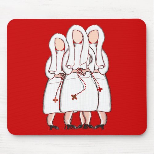 Nuns Gifts Three Cloistered Sisters Design Mouse Pad