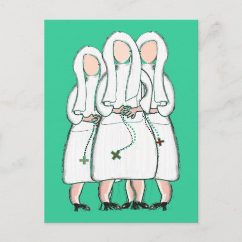 Nuns Gifts Three Cloistered Sisters Design Postcard