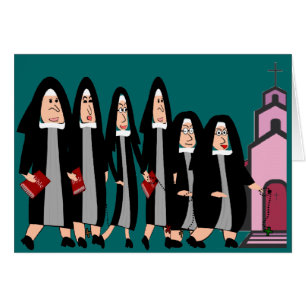 Nuns "Heading to Church" Cards