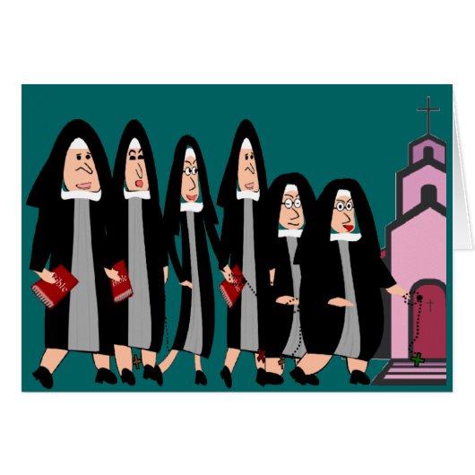 Nuns "Heading to Church" Cards (Front Horizontal)