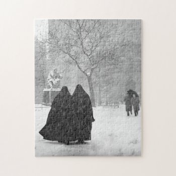 Nuns In Snow Jigsaw Puzzle by RantingCentaur at Zazzle