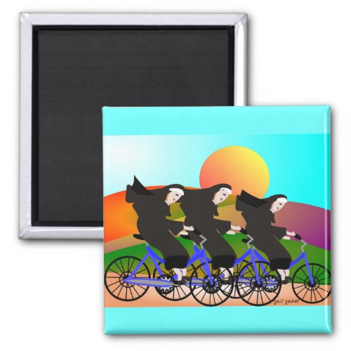 Nuns on Bicycles Art Gifts Magnet