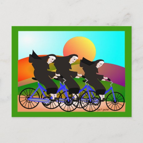 Nuns on Bicycles Art Gifts Postcard