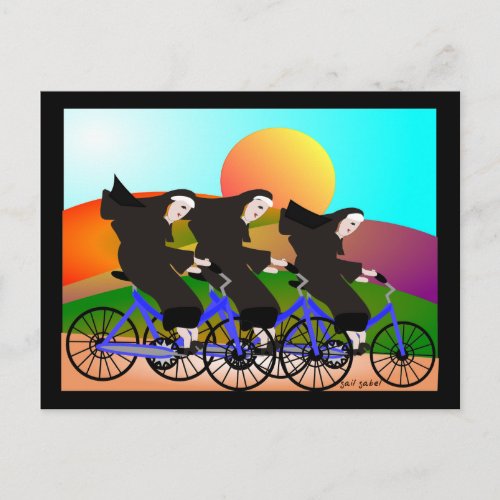 Nuns on Bicycles Art Gifts Postcard