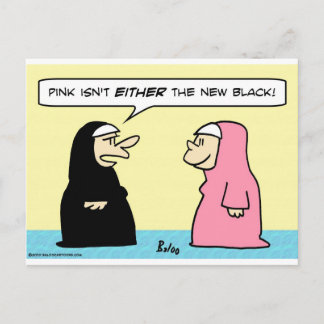 nuns pink new black postcard