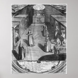 Nuns serving food to the patients at the poster