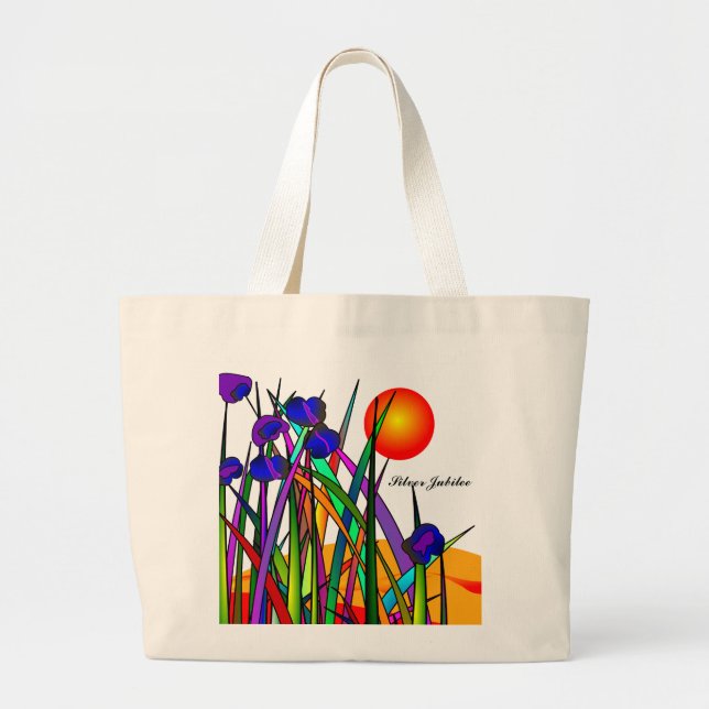 Nuns Silver 25th Jubilee Artsy Floral Tote Bag (Front)