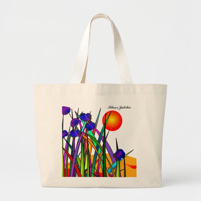 Nuns Silver 25th Jubilee Artsy Floral Tote Bag 2 (Front)