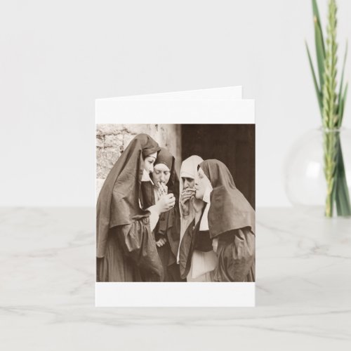 Nuns Smoking Sepia Card