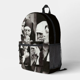 NUNS SMOKING VINTAGE PHOTO PRINTED BACKPACK