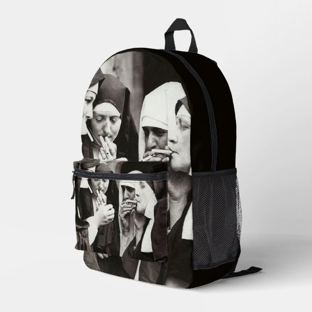 NUNS SMOKING VINTAGE PHOTO PRINTED BACKPACK (Back Corner Right)