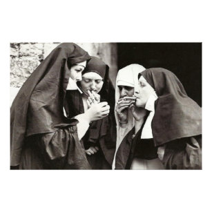 Nuns Smoking Vintage Photograph
