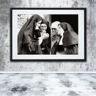 Nuns Smoking Vintage Photograph
