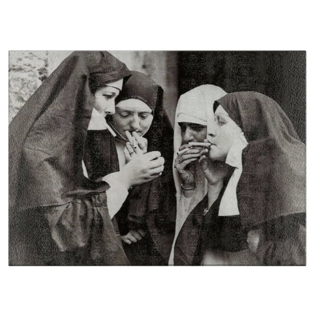 Nuns Smoking Vintage photograph Cutting Board (Front)