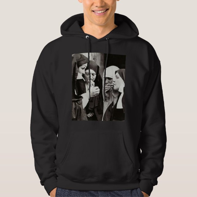Nuns Smoking Vintage Photograph Hoodie (Front)