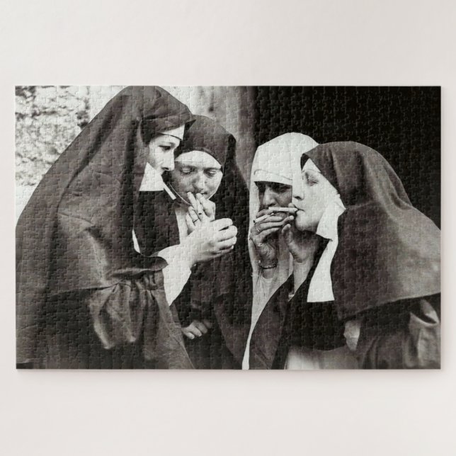 Nuns Smoking Vintage Photograph   Jigsaw Puzzle (Horizontal)
