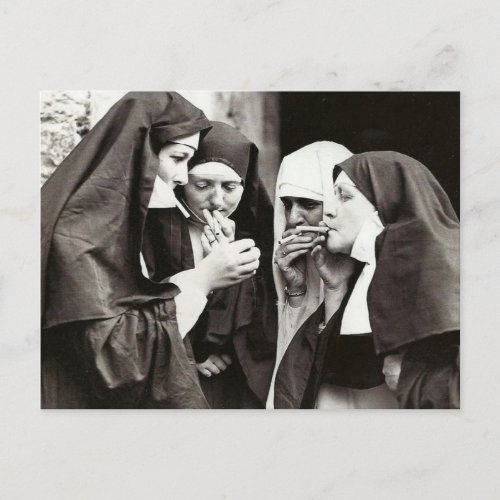 Nuns smoking vintage Photograph    Postcard