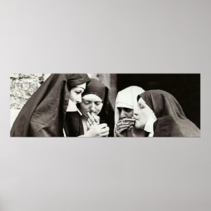 Nuns Smoking Vintage Photograph Poster