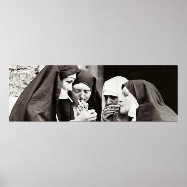 Nuns Smoking Vintage Photograph Poster (Front)