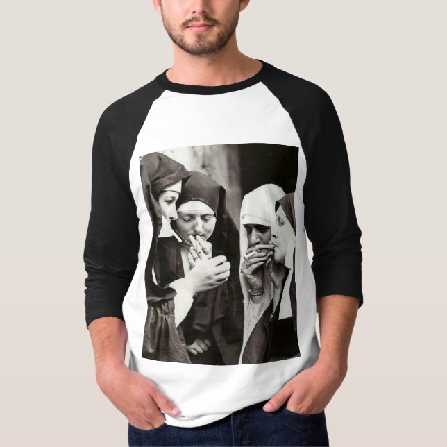 Nuns Smoking Vintage Photograph T-Shirt (Front)