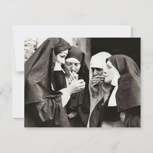 Nuns Smoking Vintage Photography  (Front)
