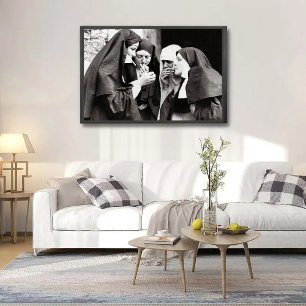 Nuns Smoking Vintage Photography 11x8.5in Poster