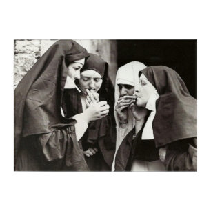 Nuns Smoking Vintage Photography Acrylic Print