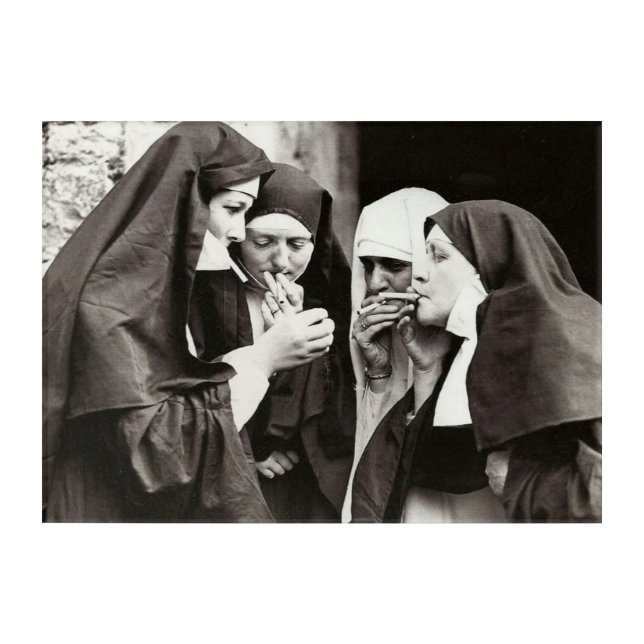 Nuns Smoking Vintage Photography Acrylic Print (Front)