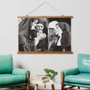 Nuns Smoking Vintage Photography Hanging Tapestry